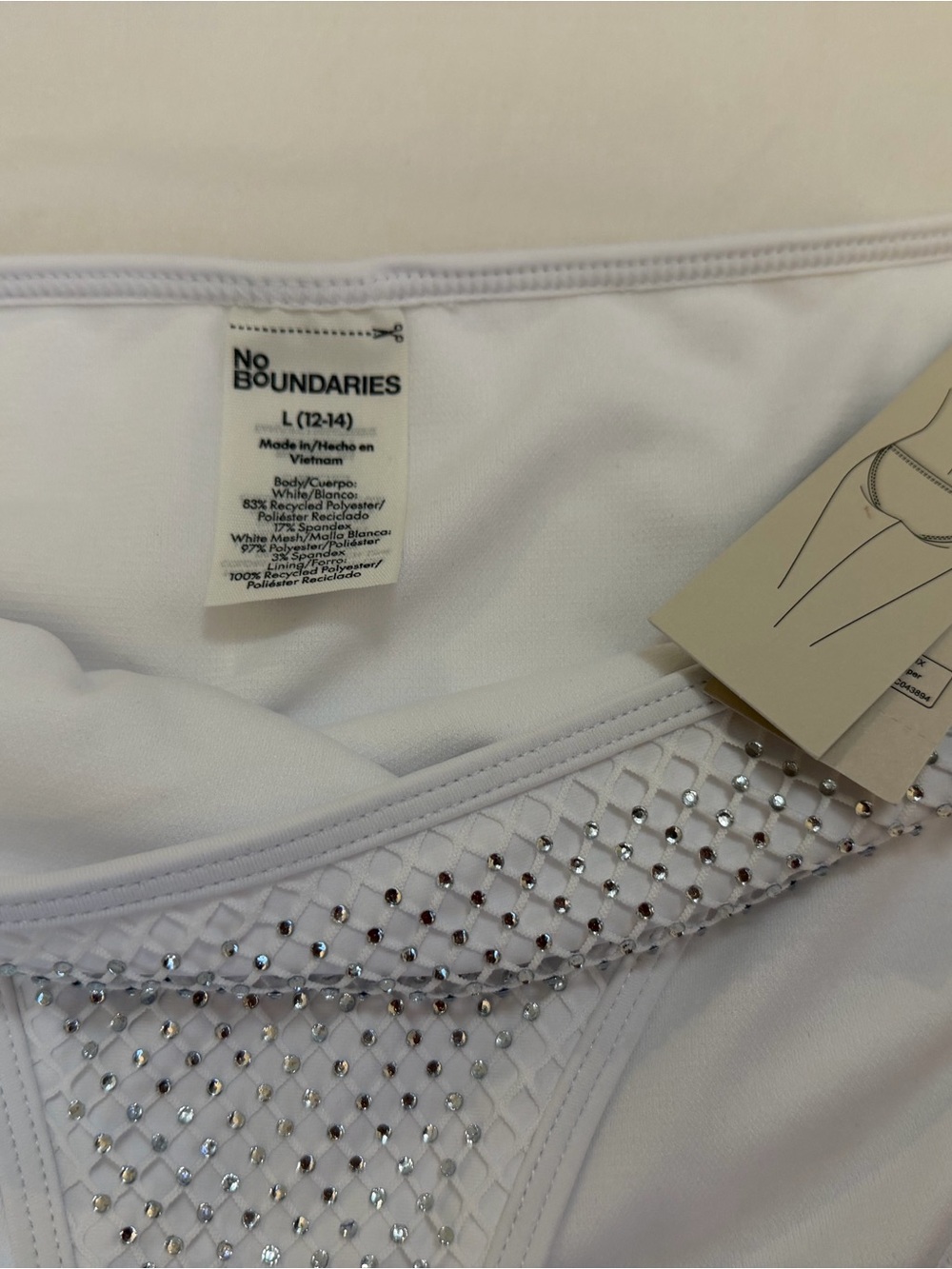 No Boundaries White Rhinestone Mesh Bikini Set - Picture 3 of 5